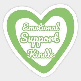 Emotional Support Kindle Green - Text On Hollow Heart Sticker